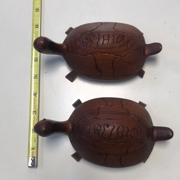 Pair of Vintage MCM (60's) Carved Wood Turtles Souvenir of Jamaica - Picture 6 of 6